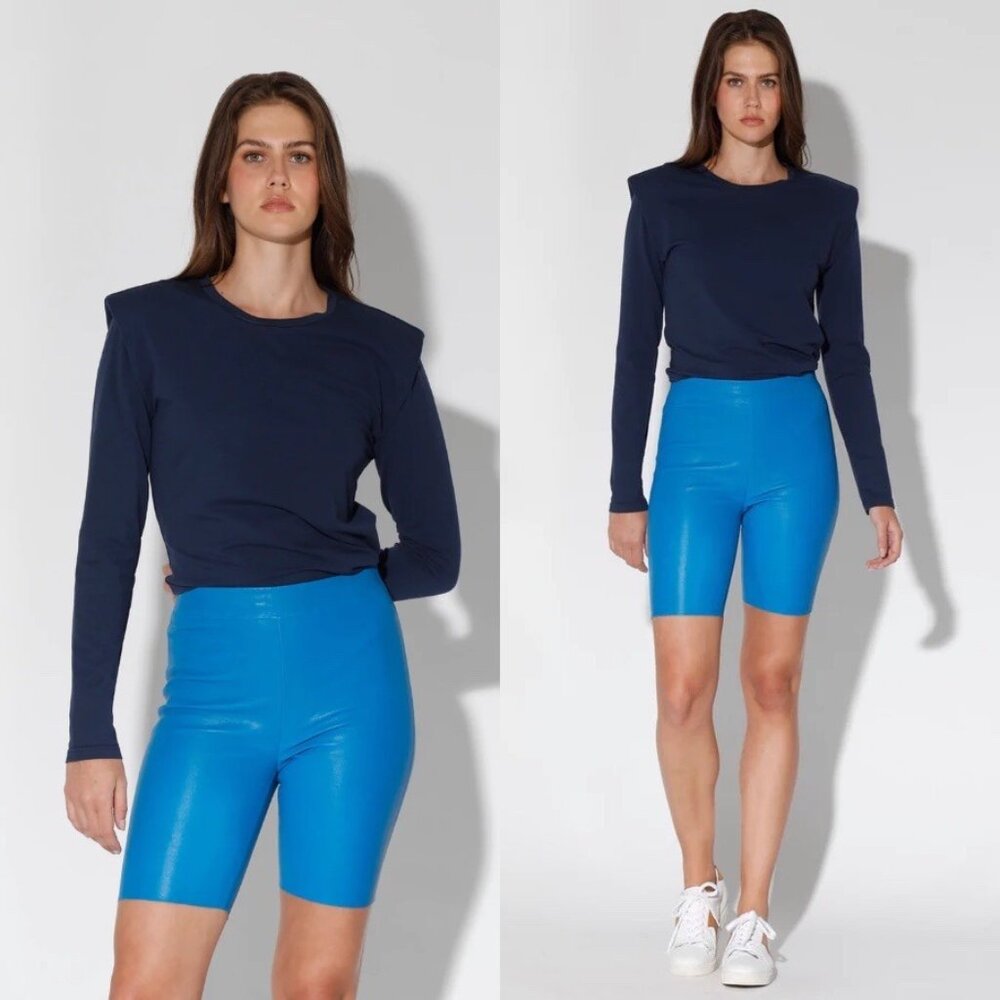 Walter Baker Monique XS short bright blue 100%‎ lamb leather leggings